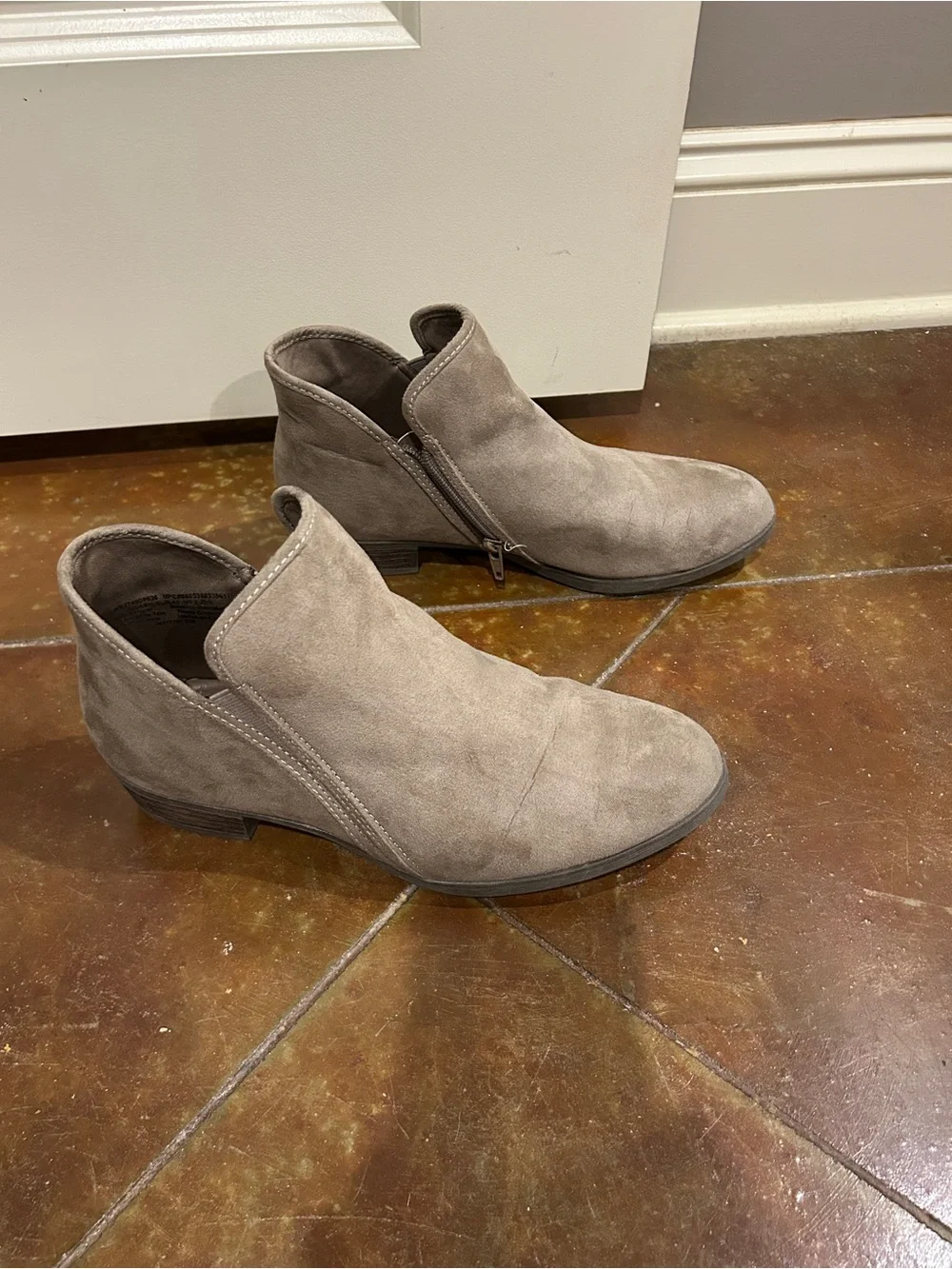 Casual Suede Slip-On Ankle Boots - Taupe
